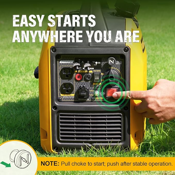 2500W Portable Inverter Generator, Super Quiet Gas Powered, EPA Compliant, RV Ready, CO Sensor, Parallel Capable, Clean Power for Camping or Party