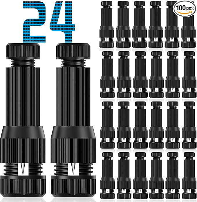 24 Pack Low Voltage Landscape Light Wire Connector Outdoor 14-20 Gauge Cable Connectors for Landscape Path Lights Work with Malibu Paradise Moonrays and More