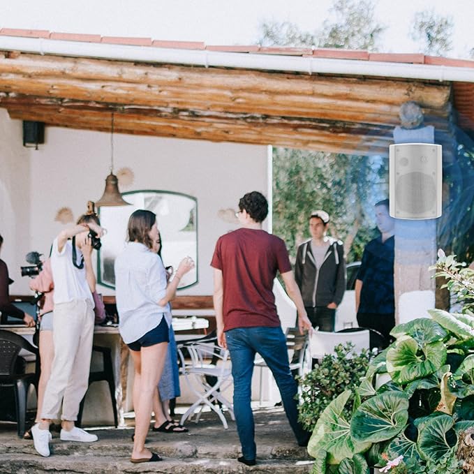 Herdio 6.5 Inch 400W Indoor Outdoor Speakers Wired Waterproof Passive with Powerful Bass,Wall Mount Speakers for Patio Garage Covered Deck,All-Weather Durability(Pair,White)