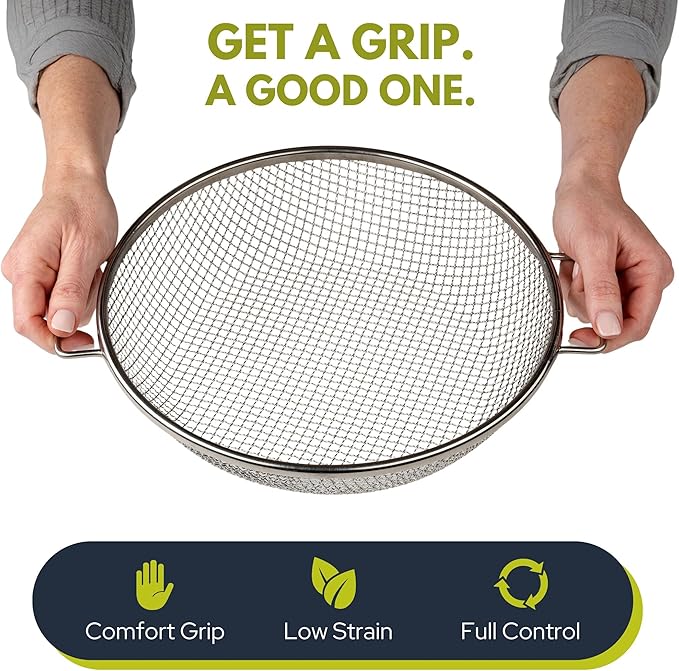 Round Soil Sifter for 5-Gallon Bucket (1/4-inch Mesh), Stainless Steel Garden Sieve with Handles