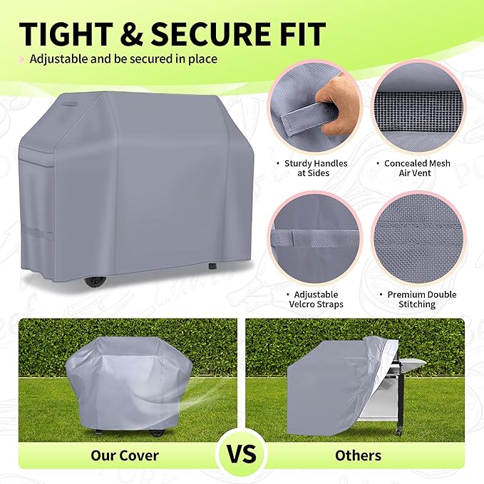 NEXCOVER Barbecue Gas Grill Cover - 55 Inch Waterproof Outdoor Heavy Duty BBQ Cover, Fade & Weather Resistant Upgraded Material, Barbecue Cover for Weber, Brinkmann, Char Broil and More