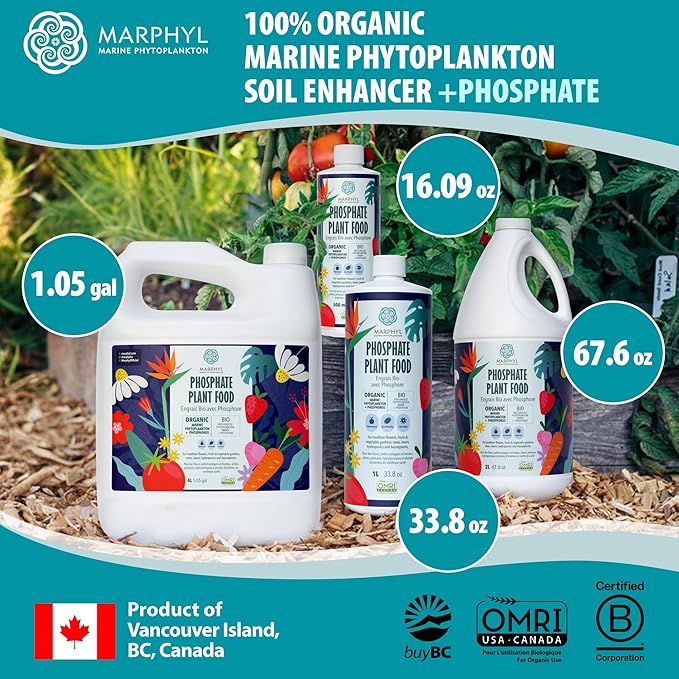 MARPHYL Organic Liquid Phosphate Soil Enhancer. Phosphorus Fertilizer for Garden, Flowers, Vegetables, Succulents, Bamboo, Hydroponics 33.8 oz