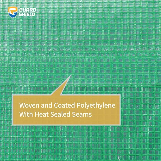 GUARD SHIELD Clear Green Tarp Heavy Duty 10x20 Feet Waterproof for Greenhouse Outdoor Garden Poly Cover UV Resistant 3x3 Weave 10mil (3-Pack)