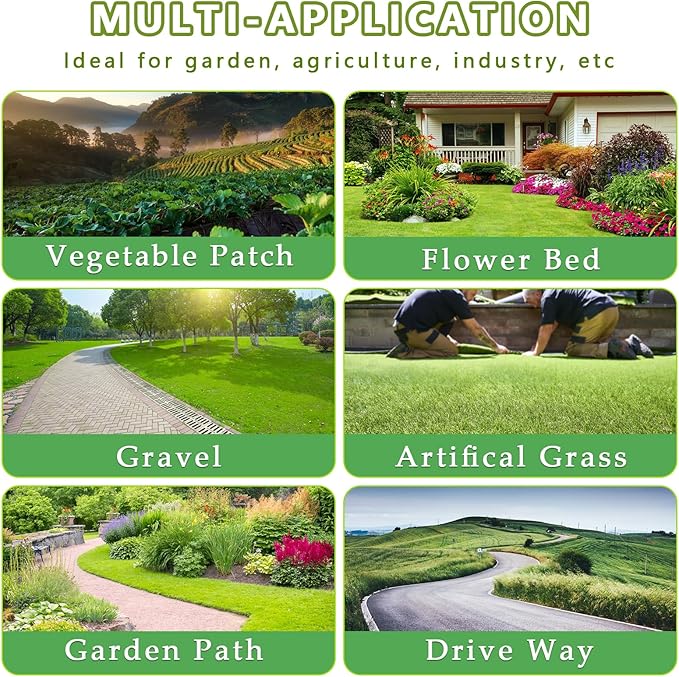 16 Garden Stakes+ 4ftx50ft Weed Barrier Landscape Fabric Heavy Duty, Weed Gardening Ground Cover Mat, Weed Control Garden Cloth, Woven Geotextile Fabric for Underlayment, Commercial Driveway Fabric