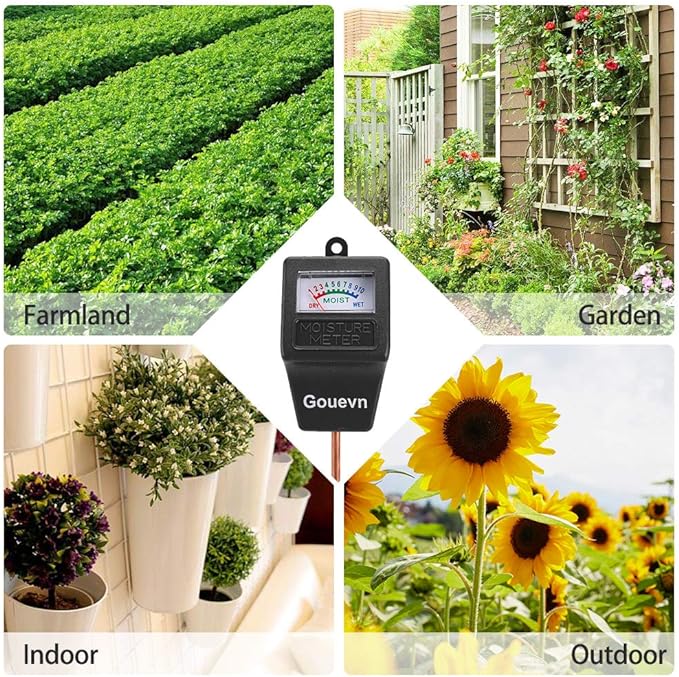 Soil Moisture Meter, Plant Moisture Meter Indoor & Outdoor, Hygrometer Moisture Sensor Soil Tester Plant Water Meter for Potted Plants Garden, No Battery Needed (Black)