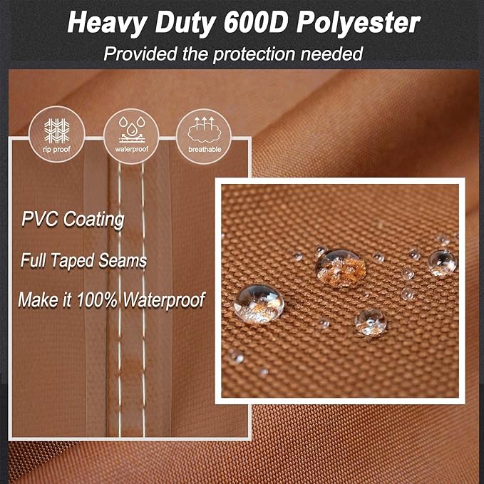 NettyPro Patio Umbrella Cover Outdoor Waterproof Market Umbrella Cover Fits Up to 12 Feet, Brown