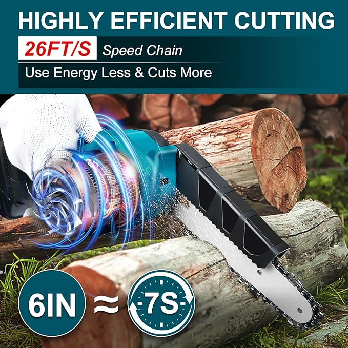 Mini Chainsaw for M-akita 18V Battery, 600 W Brushless Chainsaw Electric 6 Inches, Battery Chainsaws Hand Chainsaw for Garden Shears, Wood Cutting（No Battery）