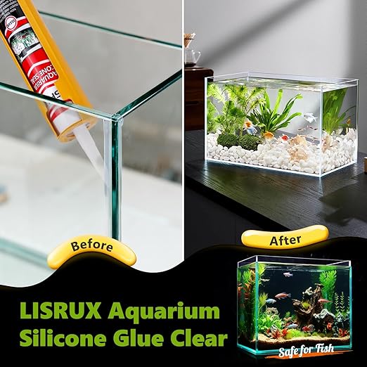 12 Pack Aquarium Silicone Clear Sealant, High Elasticity, Safe for Fish,Fast Curing Waterproof Aquarium Safe Silicone,14 Fl Oz Non-Toxic Fish Tank Safe Sealant,Strong Adhesion