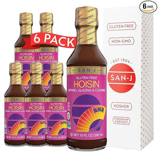 San-J Hoisin Sauce Gluten Free - Gluten Free Hoisin Sauce, Hoisin Sauce Chinese, Dipping Glazing & Cooking, Non-GMO, Kosher - 10 Fl Oz (6 Pack)