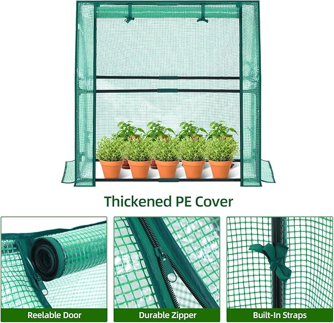Mini Greenhouse for Indoor Outdoor: Ohuhu Tabletop Portable Green House with Waterproof Pad for Small Plants Nursery Germination, 36"x18"x33" Heavy-Duty PE Cover Green