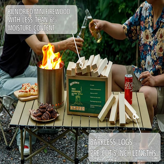 Mini Fire Sticks Wood,5" Lengths Kiln Dried Pine Small Firewood,Barkless Kindling Fire Logs,Fire Pit Accessories Great for Stove Mesa XL,Tabletop Firepit,Pizza Oven Wood,4Lbs