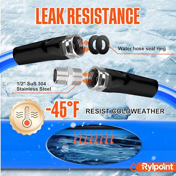 100FT Heated Water Hose for RV,Heated Drinking Water Hose,Lead and BPA Free,1/2"Inner Diameter,Temperatures Down to -47°F,Rv Accessories for Campers, Livestock, Agriculture