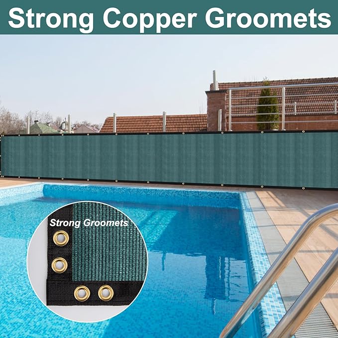 SPORTYOUTH 3ft x 50ft Fence Privacy Screen, Heavy Duty 150 GSM Fencing Mesh Shade Cover Windscreen with Brass Grommets for Outdoor Wall Deck Garden Backyard Porch, Cable Zip Ties Include, Green