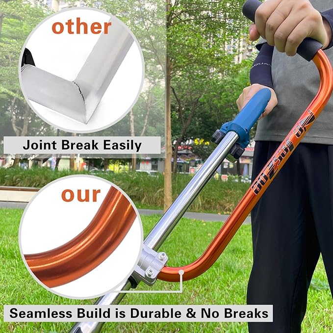 Ergonomic Trimmer Handle Grip for Weed Wacker Extension Handle, Ergonomic String Trimmer Handle Lawn Trimmer Grips with Bracket Clamp for String Trimmer, Lawn Care, Landscaping (Orange)