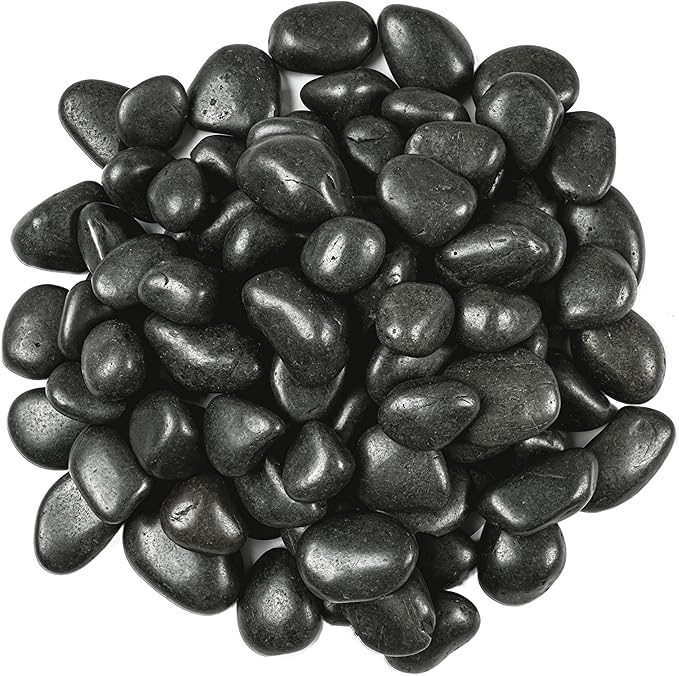 MSI Decorative Polished Black Pebbles, 0.8 inch - 1.2 inch, 40 lb. Bag(Pallet/ 55 Bags)