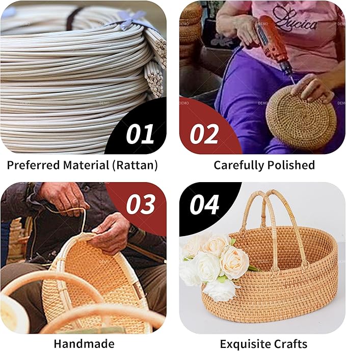 15"×11"×7" Rattan Picnic Basket with Handles, Large Oval Gift Baskets, Hand-Woven Basket for Fruit, Empty Gift Basket for Festival, Wedding, Camping