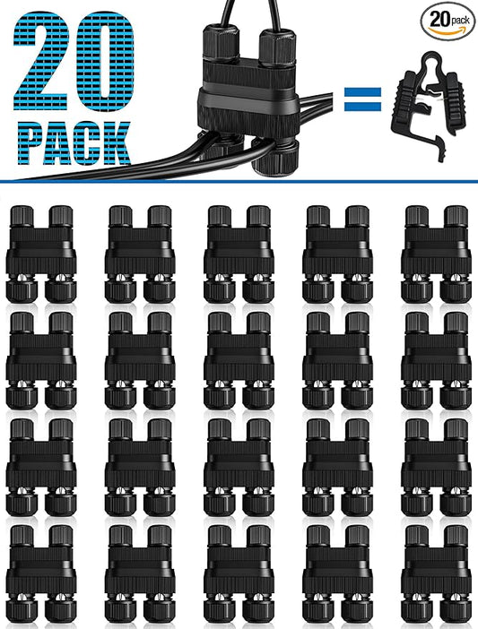 SUNVIE Fastlock2 Low Voltage Wire Connector Landscape Lighting Connectors Waterproof 12-18 Gauge Wire Connectors for Low Voltage Landscape Lights Outdoor Landscape Path Lights, 20 Pack