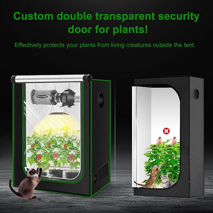 MELONFARM 2x2 Grow Tent, 24"x24"x55" Double Transparent Viewing Door Indoor Grow Tent, Growing Tent with High Reflective Mylar & Floor Tray, Plant Tent for Indoor Hydroponics Growing