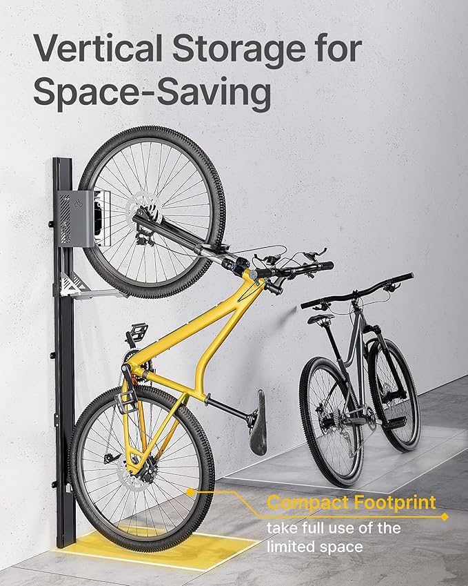 monTEK Automatic Lift EBike Rack – Fits 24-29" Tires, Heavy-Duty Vertical Wall Rack for Bicycles (Up to 71 lbs) - Effortless Lifting, Easy Install - Space-Saving Storage for Garage, Shed, BG