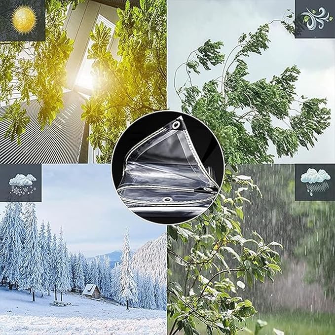 4' x 7' Clear Vinyl Tarp, PVC 14 Mil Tarpaulin, Clear Tarps with Grommets, Duty Heavy Tear Resistant Cover for Camping, Plants Greenhouse, Cars, Patio and Pavilion