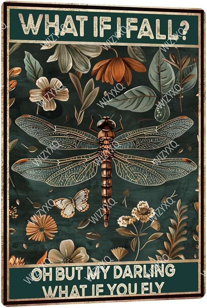 Metal Signs What If I Fall Oh But My Darling What If You Fly Retro Tin Sign for Home Office Kitchen Bar Cafe Garden Wall Decor 12x8 Inch