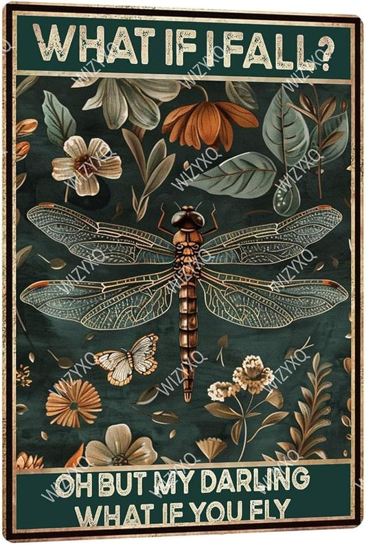 Metal Signs What If I Fall Oh But My Darling What If You Fly Retro Tin Sign for Home Office Kitchen Bar Cafe Garden Wall Decor 12x8 Inch