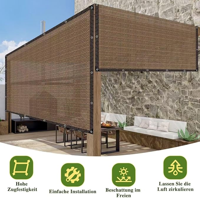 Shade Cloth,80% Sunblock Net with Metal Grommets and Reinforced Edges,Garden Sun Shade Netting,Used in Courtyards,Balconies,Carports,Greenhouse, Plants Growing,Chicken Coop Patios etc.16x16FT