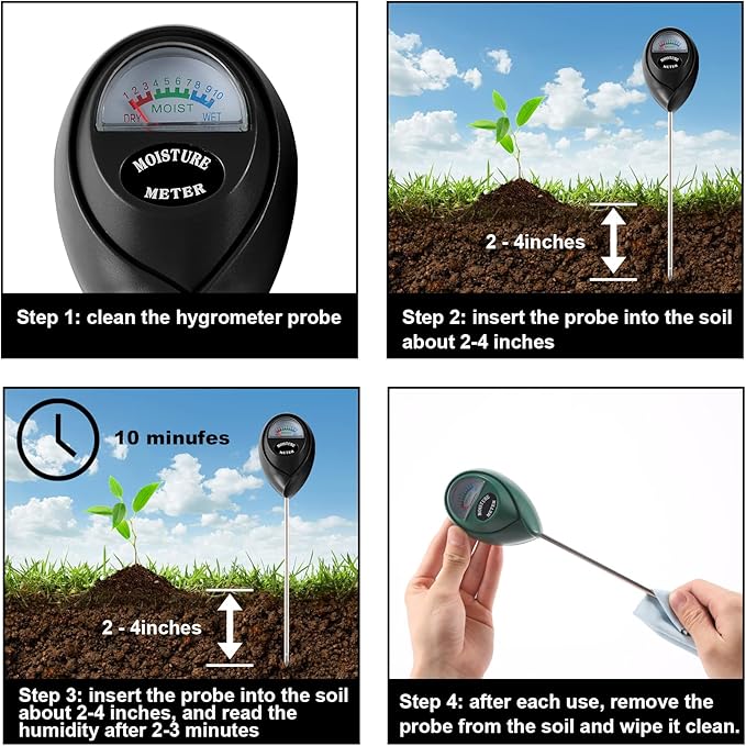 2 Packs Soil Moisture Meter, Plant Water Meter for House Plants, Soil Tester Test Kit Soil for Garden Lawn Farm Indoor & Outdoor Use, No Battery Required (Black & Green)