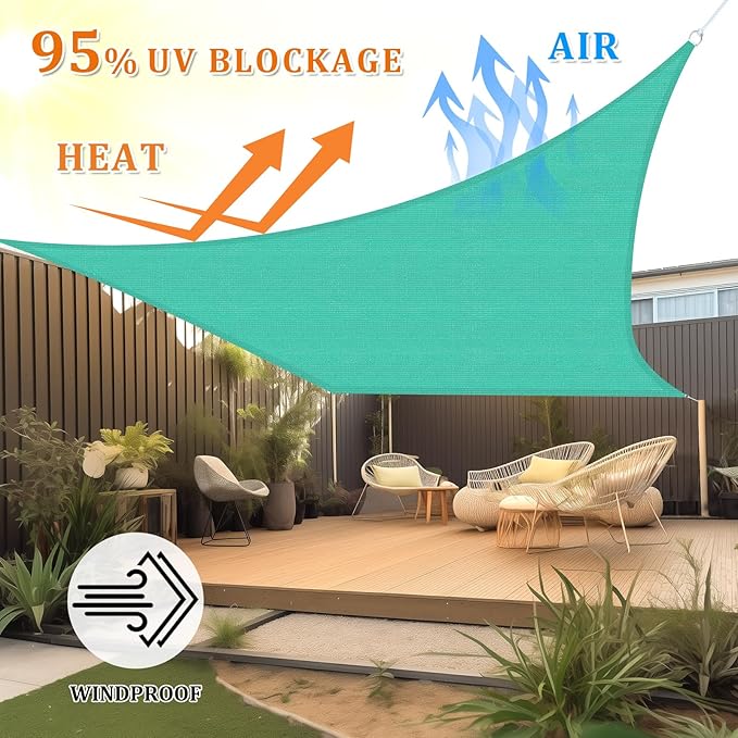 Shade&Beyond Sun Shade Sail Breathable UV Block Outdoor Covering Cloth for Backyard, Pool, 15'X16', Turquoise (Customized Available)