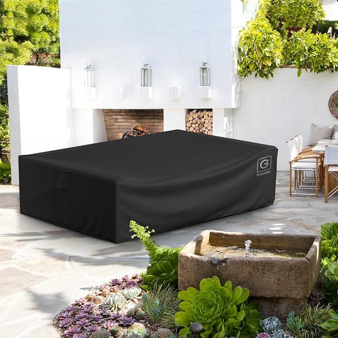 Patio Furniture Covers, Outdoor Furniture Cover Waterproof, 500D Heavy Duty, All Weather Protection Rectangular Patio Covers for Outdoor Furniture Set, 126"X64"X28"-Black