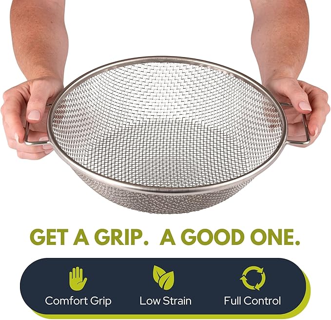 Round Soil Sifter for 5-Gallon Bucket (1/8-inch Mesh), Stainless Steel Garden Sieve with Handles