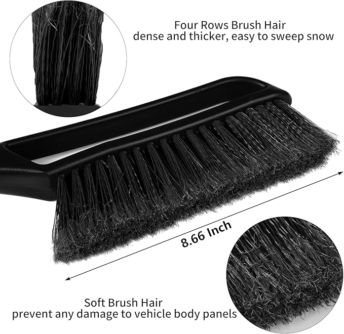 FOVAL 27" Ice Scraper Snow Brush (2 Pack), Wider Snow Scraper(4.73" Width) Snow Removal Car Brush with Comfortable Foam Grip for Cars, Trucks, SUVs, Windshield, Window - Winter Tool(Black)
