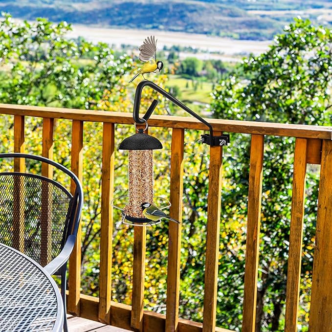 2 Packs 11 Inch Fence Deck Hook Rail Hanging Mounting Kit Heavy Duty Bird Feeder Hook Decorative Hanger for Bird Feeders Planters Suet Baskets Lanterns on Balcony Porch Railing Fence