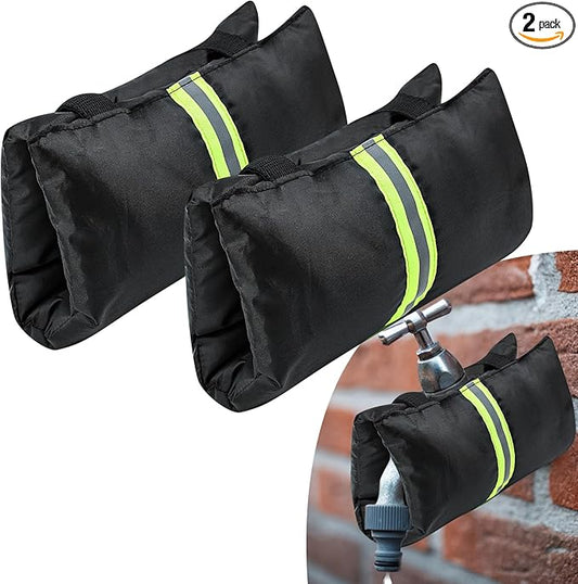 2Pcs Outdoor Faucet Cover for Winter Freeze Protection Frost Proof Insulated Spigot Freeze Miser Reusable Waterproof Water Faucet Insulation Wrap with Reflective Strip for Garden Yard Outside Hose Bib