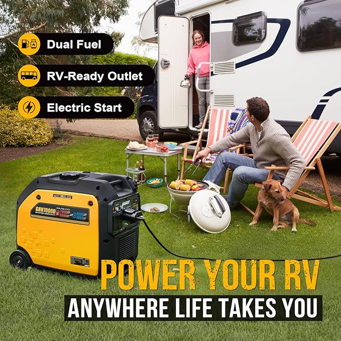 7000W Dual Fuel Inverter Generator, Gas & Propane Powered, RV Ready Remote/Electric Start, Super Quiet, 120V/240V with CO Sensor Portable Generator for RV, Camping or Party,EPA Compliant