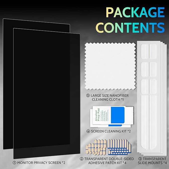 [2-Pack] 23.8 Inch Privacy Screen for Computer Monitor 16:9 Aspect Ratio, Eye Protection Anti Blue Light Glare Shield, 23.8inch Removable Black Blackout Anti Spy Desktop Security Private Filter