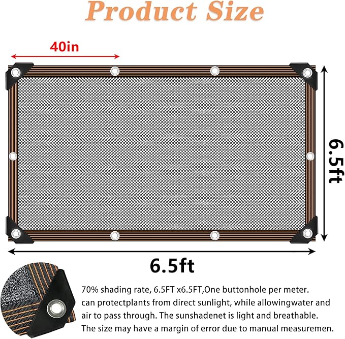Shade Cloth - for Plants Greenhouse, 70% Sunblock Shade Sails -for Outdoor Garden Pergola Patio Lawn Kennel Chicken Coop Easier to Hang Plant Shade Net Cover