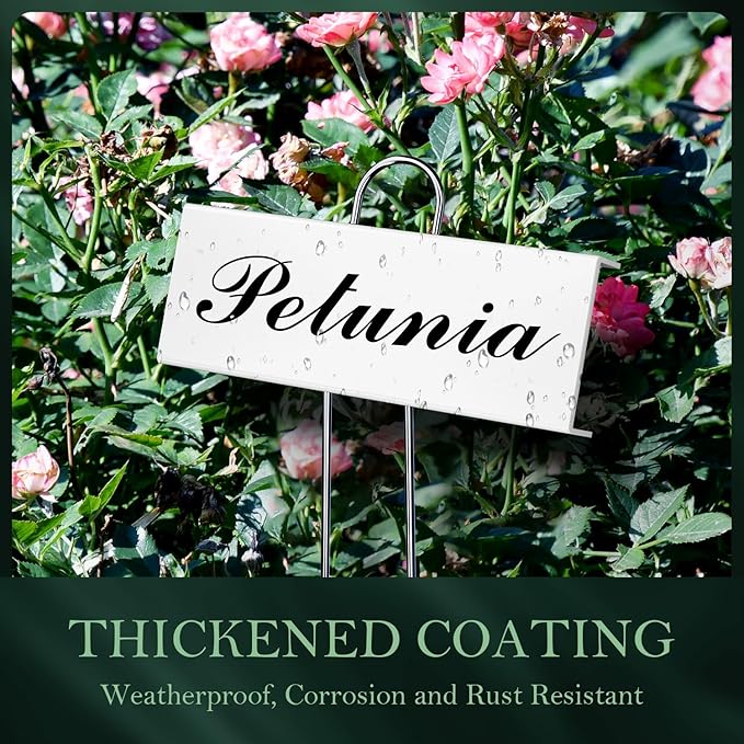 30 Pack Metal Plant Labels - 10 Pack White, 10 Pack Black, 10 Pack Silver for Outdoor Garden Waterproof Plant Markers,Labels Garden Markers for Seedlings Herbs Greenhouse with White& Black Pen