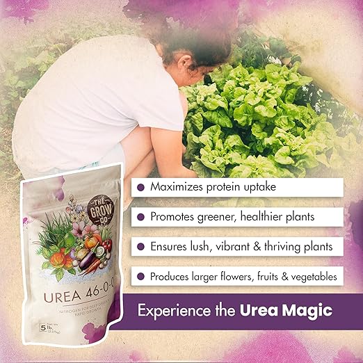 5 lb. Urea Fertilizer 46-0-0, High Nitrogen Fertilizer for Plants, Ideal Plant Food Nitrogen for Grass, Vegetable, Fruits, and Flowers - Promotes Greener Plant Color and Vibrant, Lush Growth