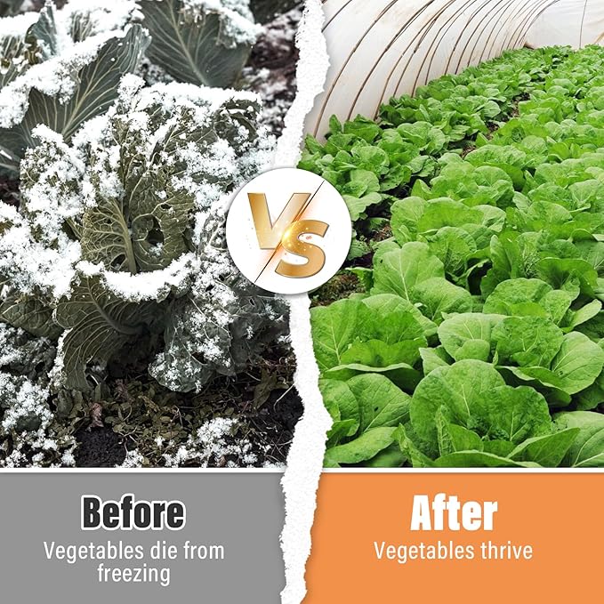 Legigo 10 X 50 Ft Clear Plastic Plant Covers Freeze Protection- 6 Mil Winter Greenhouse Plastic Sheeting for Frost Water Sun Wind Resistant, Plant Vegetable Blanket Covers for Cold Weather Garden Farm