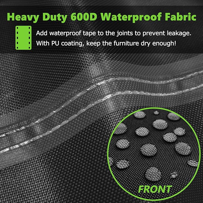 Patio Furniture Covers Waterproof, Heavy Duty 600D Outdoor Furniture Covers for Outside Sectional Sofa Set,Tear Resistance and Anti-UV, Black,126"L x 63"W x 28"H