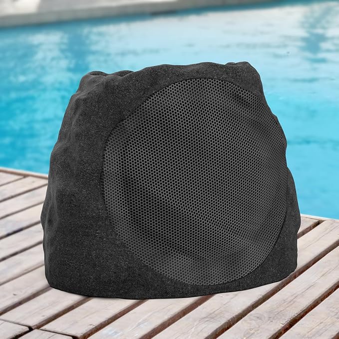 Outdoor Speakers Solar Powered & USB-C Charging, Rock Speaker TWS Pairing Wireless Outdoor Speaker Bluetooth 5.4, LED Light Show, Waterproof, ideal for Backyard BBQ, Garden, Poolside(2-Pc,Black)