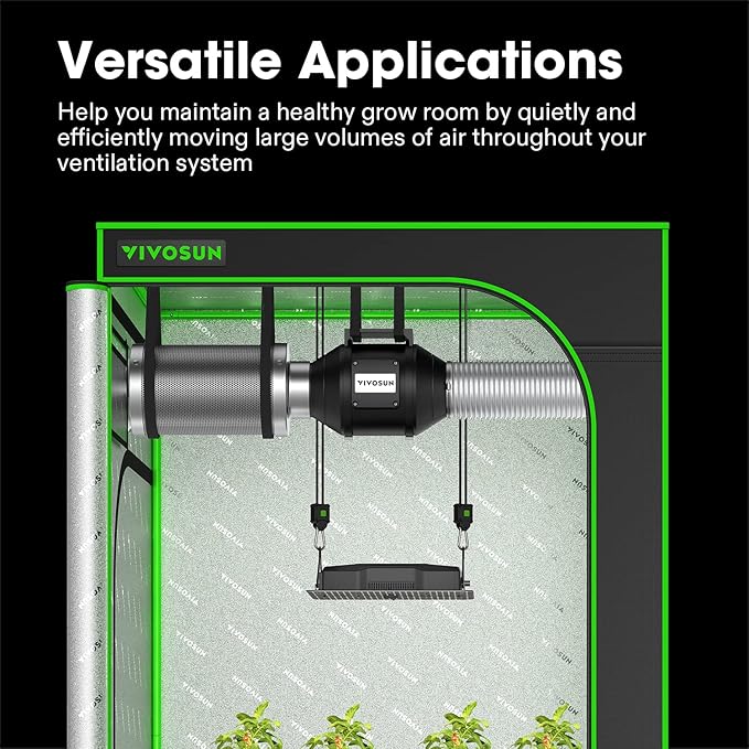 VIVOSUN R4 4 Inch 190 CFM Inline Duct Ventilation Fan with Variable Speed Controller for Grow Tent