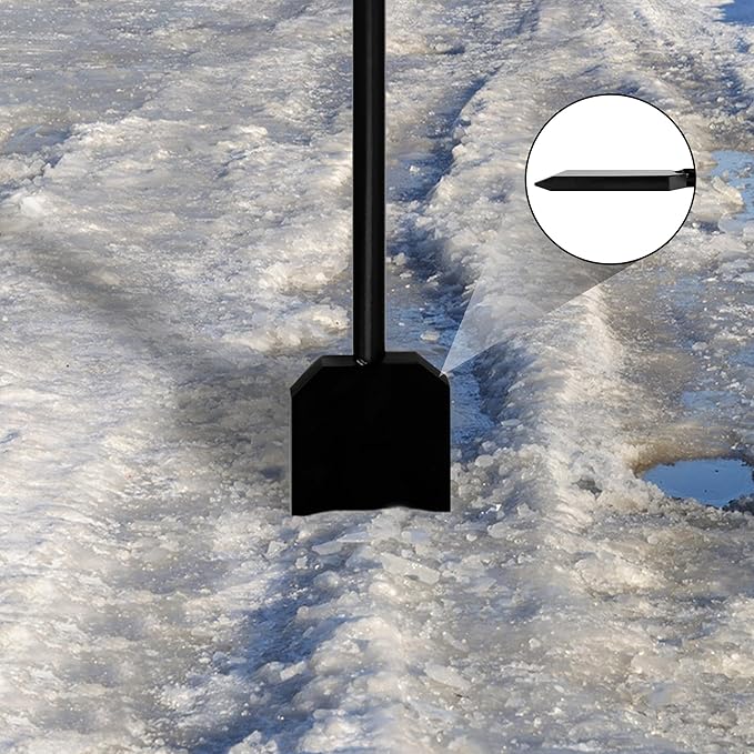 DECOHS Adjustable Ice Chopper- Steel Heavy Duty Driveway Sidewalk Ice Scraper- Steel Shock-Absorbing Ice Chopper with Long Handle for Snow Ice Removal