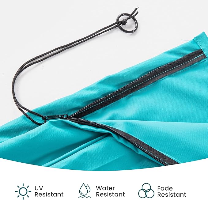 Patio Cantilever Umbrella Cover Outdoor Offset umbrellas Covers with Zipper and Rod UV Resistant Waterproof for Pool Deck Garden, Turquoise