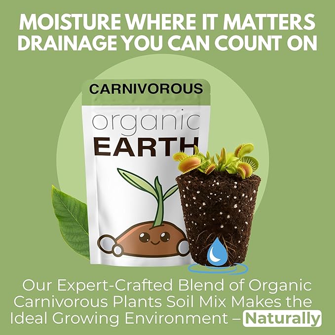 Organic Earth Carnivorous Plant Soil Mix 1 QT - Plant Food Peat Moss & Perlite for Carnivorous Plants - Terrarium Soil, Pitcher Plant Soil, Venus Fly Trap Soil