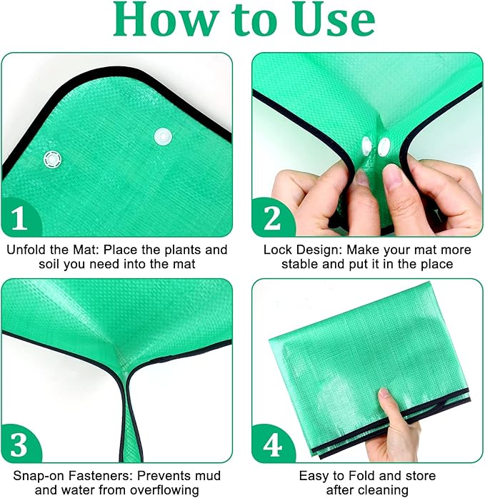 2Pcs Repotting Mat - Large 39'' & Small 26'' Foldable Waterproof Plant Gardening Mat with Accessories, Portable Potting Tray for House Plants & Succulents