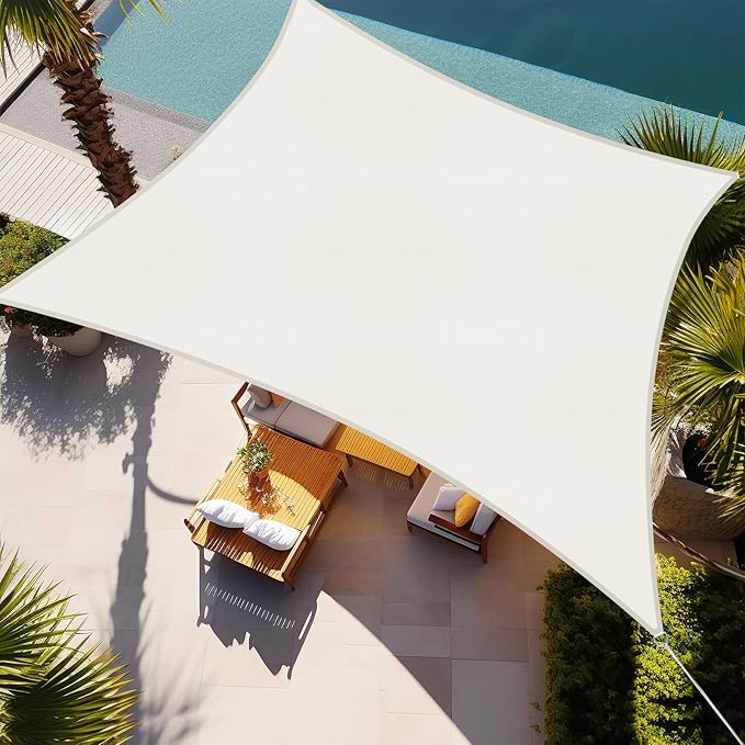 Shade&Beyond Sun Shade Sail Breathable UV Block Outdoor Covering Cloth for Backyard, Pool, 5'X10', Cream (Customized Available)