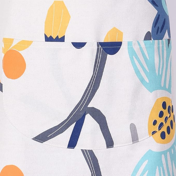 2 Pack Floral Apron for Women with Pockets, Adjustable Cotton Chef Aprons for Kitchen, Cooking, BBQ & Grill