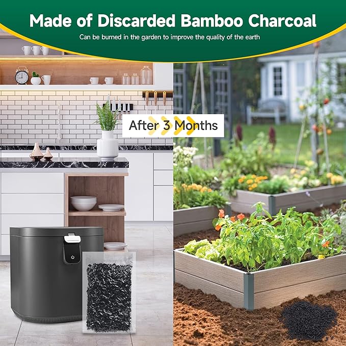2 Packs 210g Odor Absorbing Activated Carbon Filter Refills for Smart Waste Kitchen Composter, Activated Charcoal Pellets